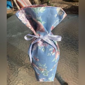 OOAK Cloth Wine Bottle Gift Bag Handmade Cloth with Ribbon Tie
